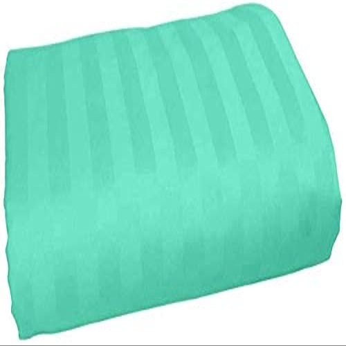 3-Pieces Flat Sheet (Flat Sheet + Pillow Cases) 600 Thread Count Combed Cotton 3-PC Piece Flat Sheet/Top Sheet Stripe Aqua Blue Queen Size