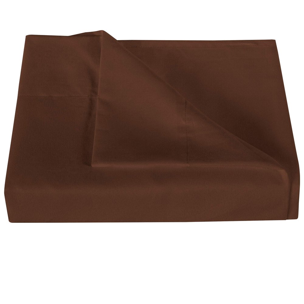 3-Pieces Flat Sheet (Flat Sheet + Pillow Cases) 600 Thread Count Combed Cotton 3-PC Piece Flat Sheet/Top Sheet Solid Chocolate Twin XL Size