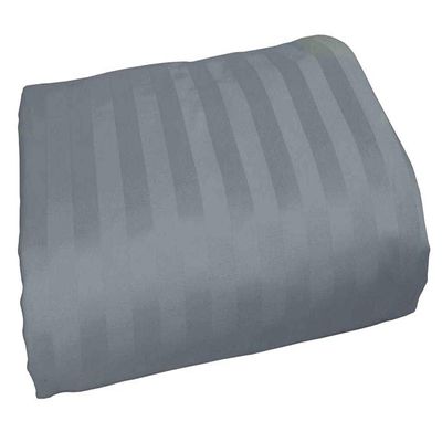 3-Pieces Flat Sheet (Flat Sheet + Pillow Cases) 600 Thread Count Combed Cotton 3-PC Piece Flat Sheet/Top Sheet Stripe Elephant Grey Olympic Queen Size