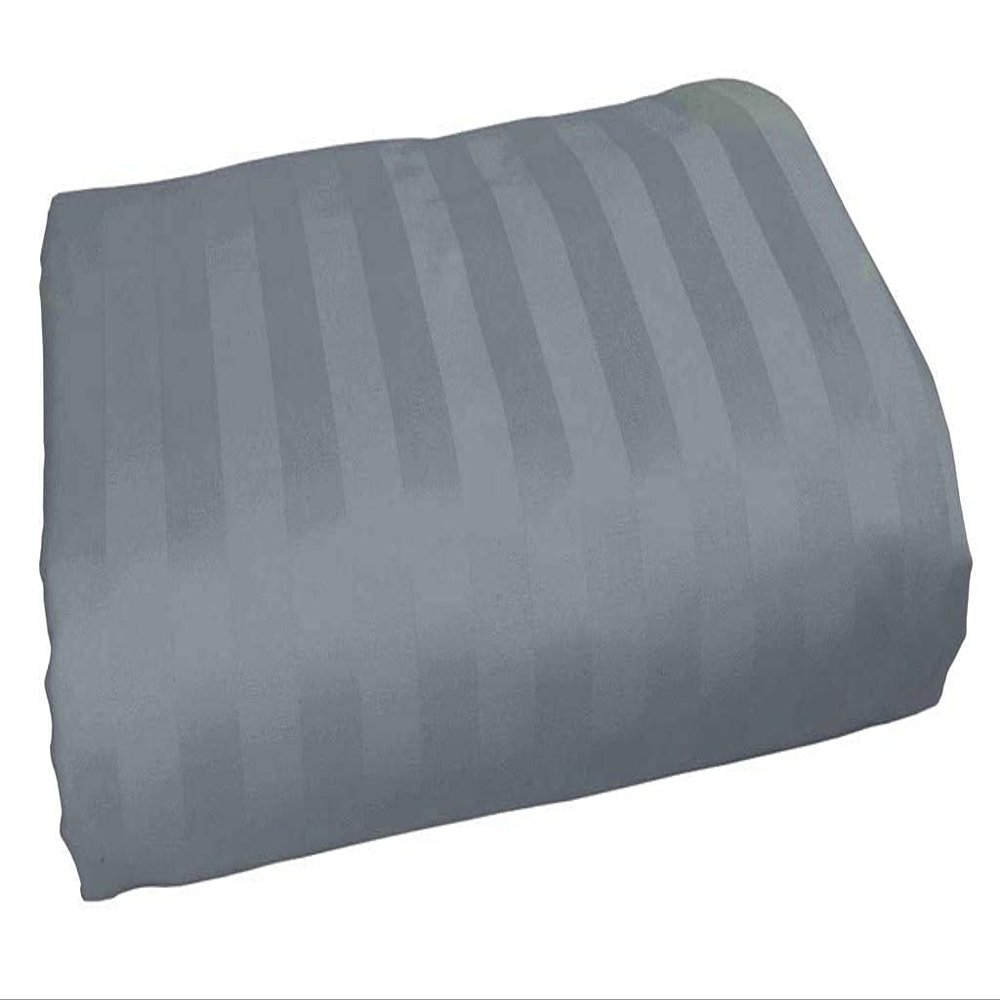 3-Pieces Flat Sheet (Flat Sheet + Pillow Cases) 600 Thread Count Combed Cotton 3-PC Piece Flat Sheet/Top Sheet Stripe Elephant Grey Olympic Queen Size