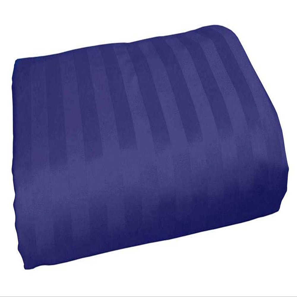 3-Pieces Flat Sheet (Flat Sheet + Pillow Cases) 600 Thread Count Combed Cotton 3-PC Piece Flat Sheet/Top Sheet Stripe Navy Blue Full XL Size