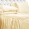Cal King Silk Sheet Set  7 Piece True Silk Sheets Set- True Silk Duvet Set - Hotel Luxury Bed Sheets - Extra Soft - Deep Pockets - Breathable & Cooling - Wrinkle Free - Comfy-Dark Ivory Bed Sheets view 4