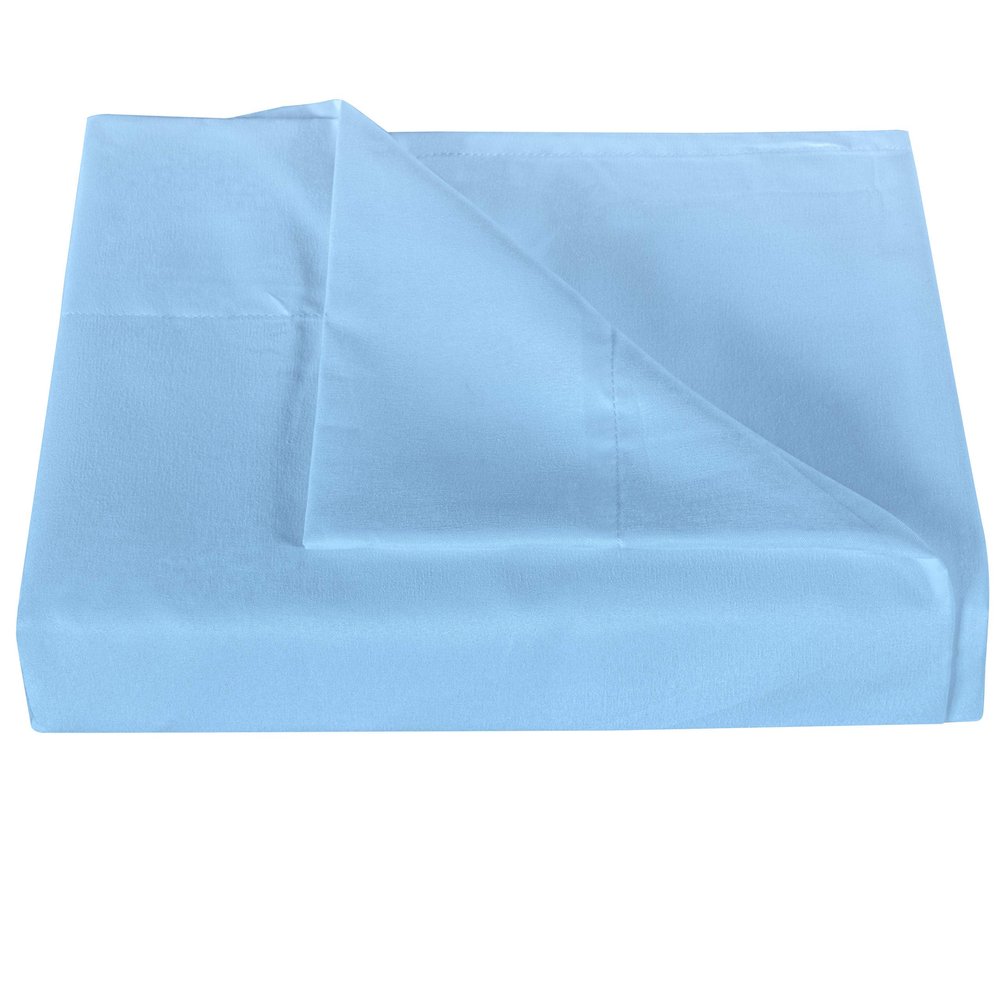 3-Pieces Flat Sheet (Flat Sheet + Pillow Cases) 600 Thread Count Combed Cotton 3-PC Piece Flat Sheet/Top Sheet Solid Light Blue California King Size
