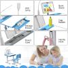 BELANITAS Kids Desk and Chair Set, Height Adjustable Kids School Desk for Kids, 40 Degree Tiltable with 3 Mode Light, Child Desk for Go Back School Gift, Blue view 4