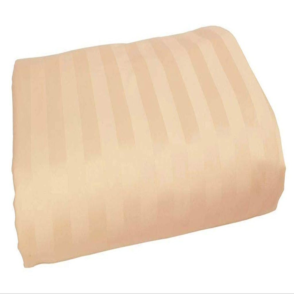 3-Pieces Flat Sheet (Flat Sheet + Pillow Cases) 600 Thread Count Combed Cotton 3-PC Piece Flat Sheet/Top Sheet Stripe Beige King Size