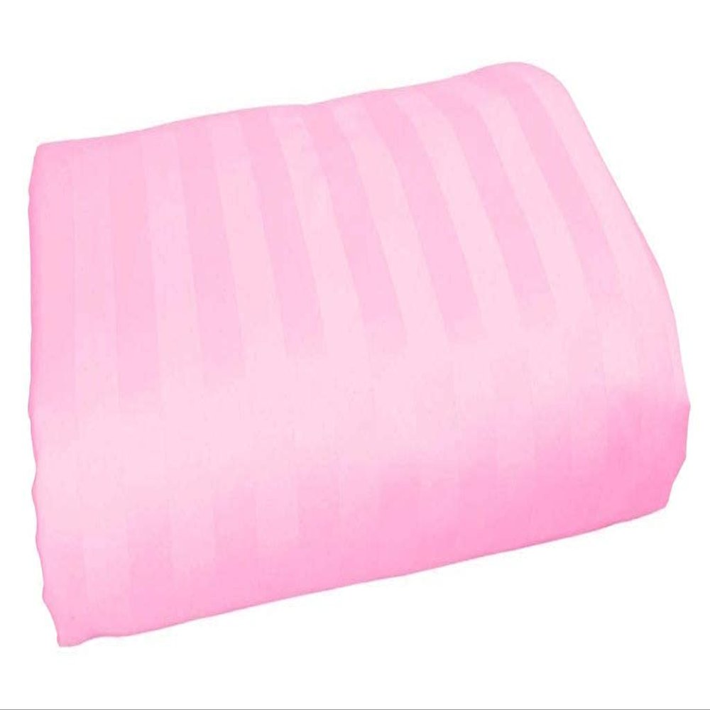 3-Pieces Flat Sheet (Flat Sheet + Pillow Cases) 600 Thread Count Combed Cotton 3-PC Piece Flat Sheet/Top Sheet Stripe Baby Pink RV Short Queen Size