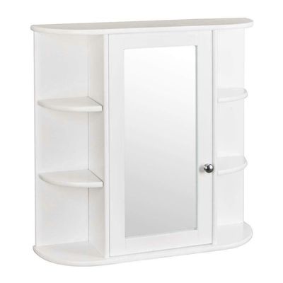 Neces Home Bathroom Wall Mount Cabinet Storage Shelf Over Toilet w/ Mirror Door White 7065977 0