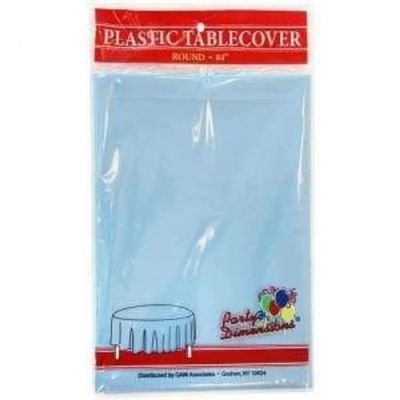 Party Dimension Tablecloth - 84" x 84" - Plastic Disposable Light Blue Round Tablecover for Weddings, Banquets, Parties : 12 Count