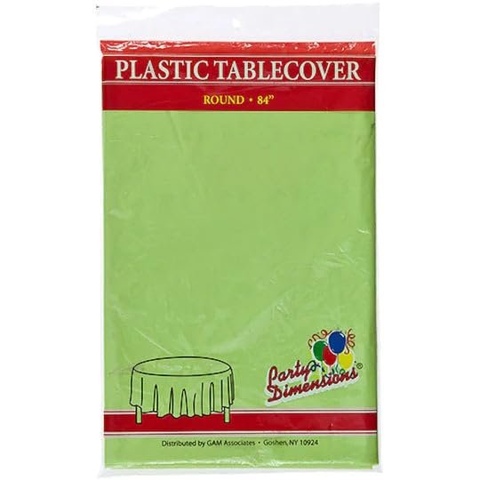 Party Dimension Tablecloth - 84" x 84" - Plastic Disposable Lime Green Round Tablecover for Weddings, Banquets, Parties : 12 Count