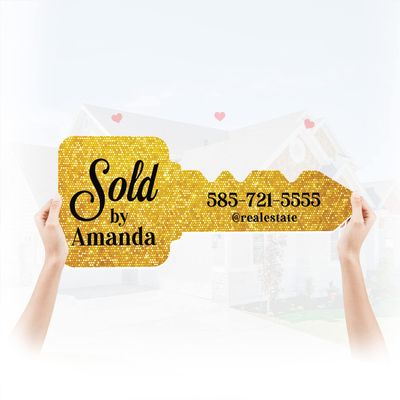 Realtor Key Photo Booth Props Real Estate Sign Marketing Sold Sign Custom Key Party Supplies Real Estate Agent Gifts Giant Car Key Prop, Key Cutout Signs, Large Car Key - Gold Sparkle Size M