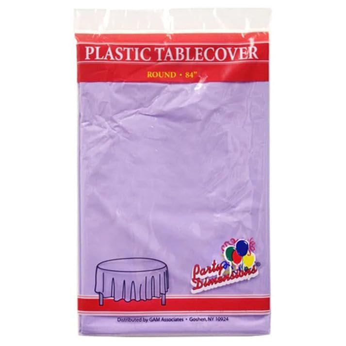 Party Dimension Tablecloth - 84" x 84" - Plastic Disposable Hydrangea Round Tablecover for Weddings, Banquets, Parties : 12 Count