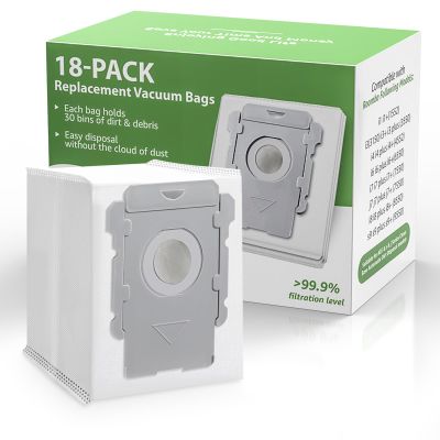 18 Pack Vacuum Bags for iRobot Roomba i7 i7+ i8 i8+ i3 i3+ i4 i4+ j7 j7+ j9+ s9 105 405 505 705 Combo, i, s, j, 100, 400, 500, Max 705 Combo Vac Series, All Clean Base Automatic Dirt Disposal Bags