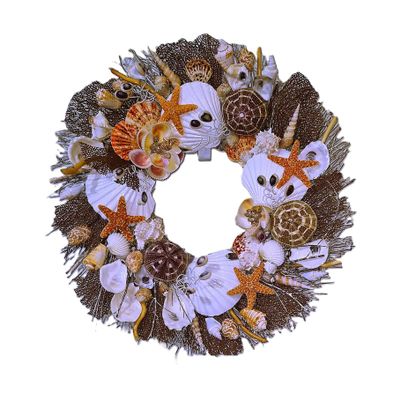 20" Seashell Wreath with Seafans, Sea Urchins and Stars in 5 Colors