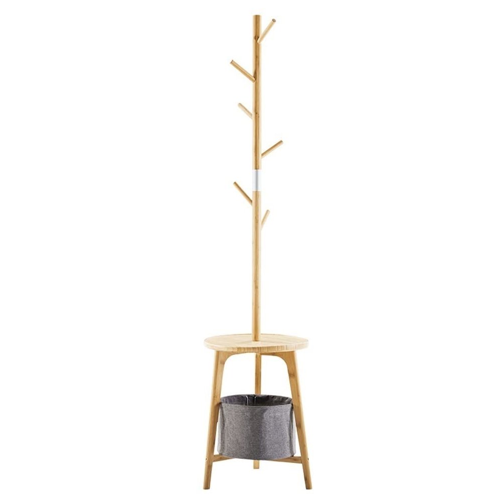 Coat Rack Freestanding Standing Coat Hanger Coat Tree Bedroom Bedside Vertical Hanger Floor Corner Stand with 6 Hooks Suitable Bag Scarf Key Hat Entry Way Home Furniture Coat Rack for Office Coat Tree