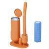 WYDNX Convenient Toilet Brush and HolderToilet Bowl WandDisposable Toilet Scrub Brush with Holder and 10 Wand Refills for Bathroom Cleaning House Use (Color : Orange) view 1