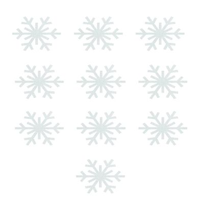 10 Mini Snowflake Iron On Transfer Shirt Decals (White Glitter)