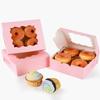 qiqee Pink Bakery Box with Window 60packs 6x6x3 Pink Cookie Boxes Pastry Box for Wedding Favor Birthday Party view 4