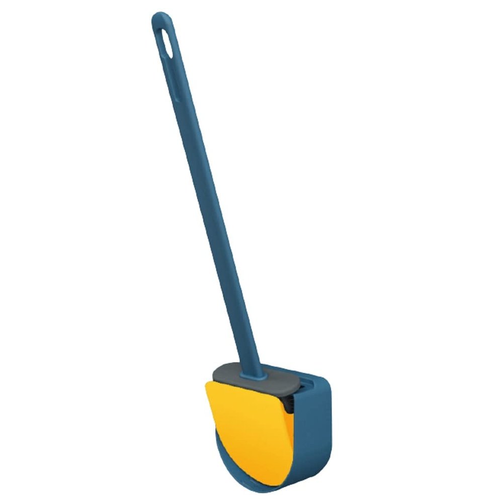 Toilet Bowl Brush Silicone Toilet Brush and HolderCreative Automatic Opening and Closing Toilet Bowl BrushLong Handled Toilet Scrub Brush Remove Stains (Color : Yellow)