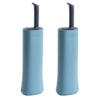 Toilet Bowl Brush Silicone Toilet Brush and Holder with Slim HolderHidden Toilet Bowl BrushFlat Flexible BristlesToilet Scrub BrushBlue Remove Stains (Color : 2 Pack-Blue)