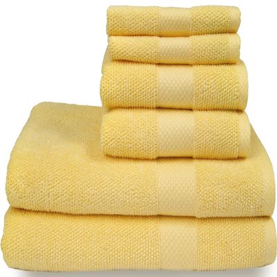 MAURA Premium Bath Towel Set 100% Cotton. 6 Piece Ultra Absorbent Quick Dry Soft Terry Bath Towels for Bathroom, Hotel and Spa Quality, Yellow