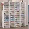 96 Pairs Shoe Storage Boxes clear Stackable Shoe Container Organizer Sneaker Display Case Freely Combinable Shoe Organizer Cubby, 12 Tier Shoe Container Plastic Storage Bin Shoe Box Rack Organizer view 3