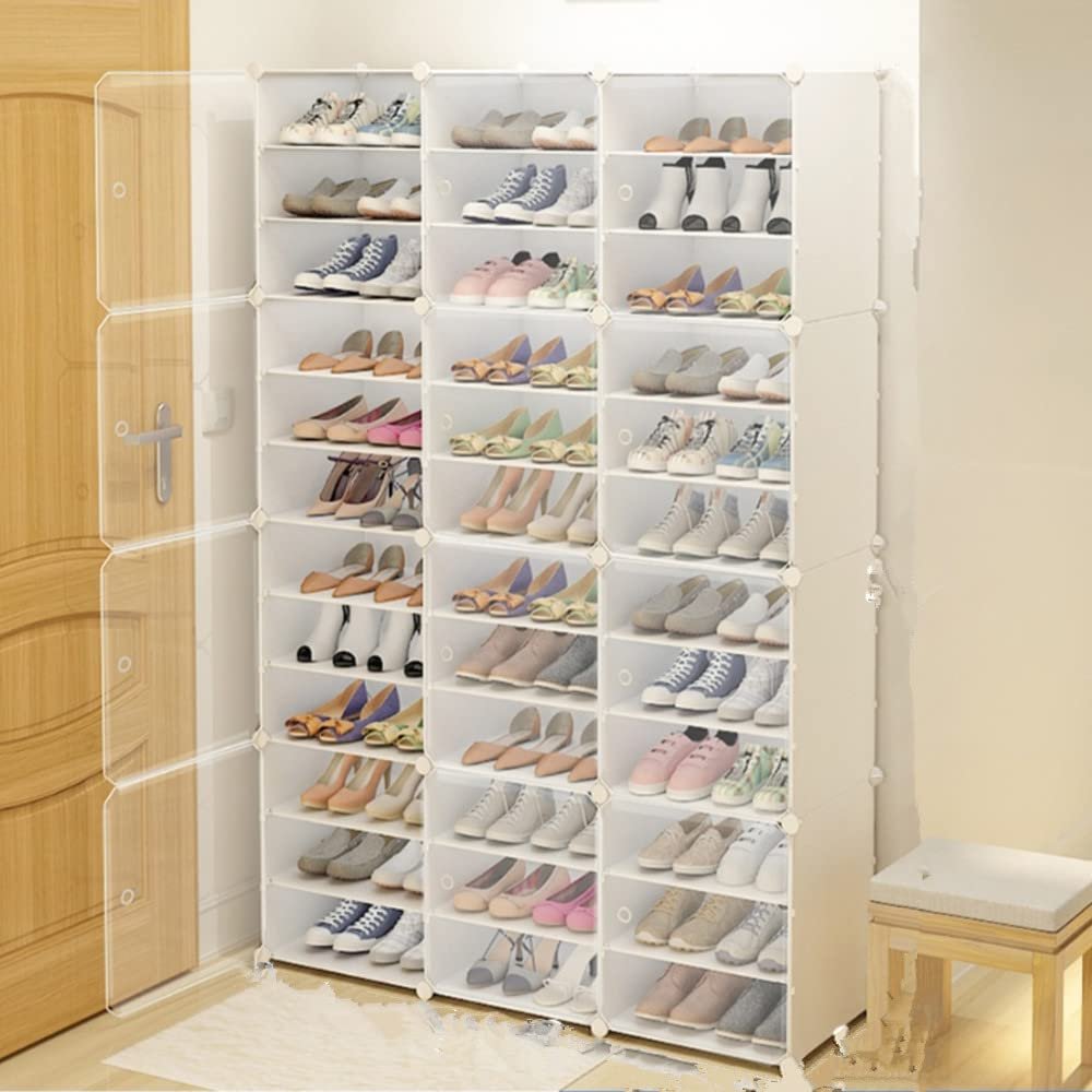 72 Pairs Shoes Organizer Cabinet Shoe Container Storage Box Shoe Rack Box Stackable Sneaker Display Box, 12 Tier Shoe Box Plastic Stackable Shoe Storage Bins Space Saving Sneaker Storage Box