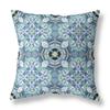 HomeRoots Blue White Black Broadcloth Sapphire White Cloverleaf Indoor Outdoor Throw Pillow view 1