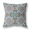 HomeRoots Green Muted Orange Broadcloth Green Orange Cloverleaf Indoor Outdoor Throw Pillow view 1