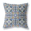 HomeRoots Broadcloth Blue Orange Cloverleaf Indoor Outdoor Throw Pillow view 1
