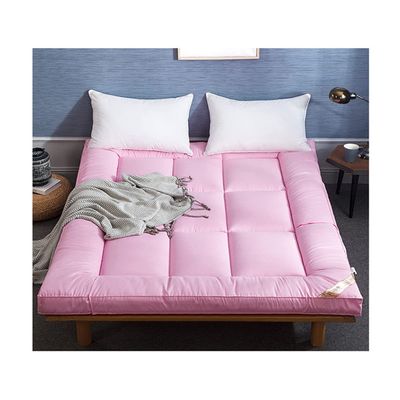 Double Futon Mattress Thicken Floor Mattress Japanese Sleeping Mat Twin Mattress Topper Down Alternative Bed Topper Pillowtop Mattress Pad for Single Bed(Pink,120x200cm)