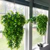 2pcs Artificial Hanging Plants Fake Hanging Plant Faux Eucalyptus Leaf Greenery Vine Outdoor UV Resistant Plastic Plants (2, Green) view 2