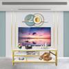 AT-VALY 3-Tier Stand for TV Media Console Table with Open Shelving Storage for Living Room Bedroom (Gold Frame with White Faux Marble top PB Board) view 2