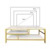 AT-VALY 3-Tier Stand for TV Media Console Table with Open Shelving Storage for Living Room Bedroom (Gold Frame with White Faux Marble top PB Board) view 3