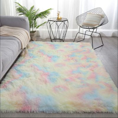 Area Rugs Soft Living Room Tie Dye Rainbow Carpets Anti Slip Fluffy Bedroom Rug Shaggy Floor Mats Large for Kids Teens Girls Baby Bedroom Home Decor,Color,120 x 160cm