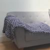 Adyrescia Chunky Knit Blanket Throw | 100% Hand Knit with Jumbo Chenille Yarn (30"x40", Lilac Gray) view 2