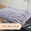 Adyrescia Chunky Knit Blanket Throw | 100% Hand Knit with Jumbo Chenille Yarn (30"x40", Lilac Gray) view 3