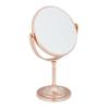 Relaxdays Makeup Mirror, 2X Magnification, Double-Sided, Swivels 360, Round, Standing, HxWxD: 27.5x18x10.5 cm, Copper view 1