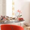 Relaxdays Makeup Mirror, 2X Magnification, Double-Sided, Swivels 360, Round, Standing, HxWxD: 27.5x18x10.5 cm, Copper view 2