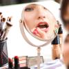 Relaxdays Makeup Mirror, 2X Magnification, Double-Sided, Swivels 360, Round, Standing, HxWxD: 27.5x18x10.5 cm, Copper view 3