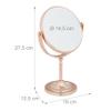 Relaxdays Makeup Mirror, 2X Magnification, Double-Sided, Swivels 360, Round, Standing, HxWxD: 27.5x18x10.5 cm, Copper view 4