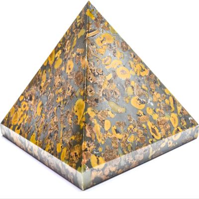 2.7" 305g Ajooba Fruit Jasper Pyramid Polished Natural Azubalite Conglomerate Gemstone Crystal Mineral Specimen - India + One Polished Clear Quartz Cabochon