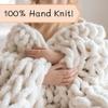 Adyrescia Chunky Knit Blanket Throw | 100% Hand Knit with Jumbo Chenille Yarn (30"x40", Cream White) view 3