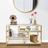 AT-VALY Console Table 4-Tier Storage Shelves Entryway Table Hallway Tables for Living Room 44"x11.8"x31.9" (Gold&White) view 2