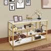 AT-VALY Console Table 4-Tier Storage Shelves Entryway Table Hallway Tables for Living Room 44"x11.8"x31.9" (Gold&White) view 4
