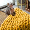 Adyrescia Chunky Knit Blanket Throw | 100% Hand Knit with Jumbo Chenille Yarn (30"x40", Harvest Yellow) view 2