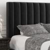 Allewie Full Bed Frame/Velvet Upholstered Bed Frame with Vertical Channel Tufted Headboard/Strong Wooden Slats/Platform Bed Frame/Mattress Foundation/Box Spring Optional/Easy Assembly/Black view 3
