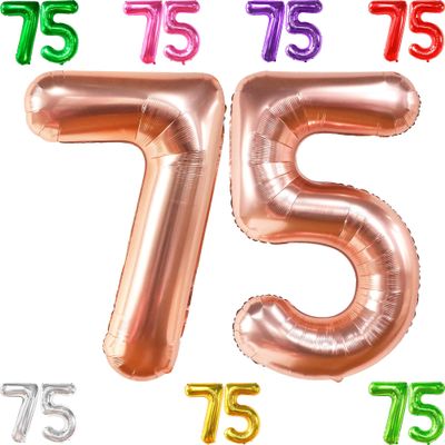 KatchOn Giant Rose Gold 75 Balloon Numbers - 40 Inch | Rose Gold 75th Birthday Balloons, 75th Birthday & Anniversary Decorations