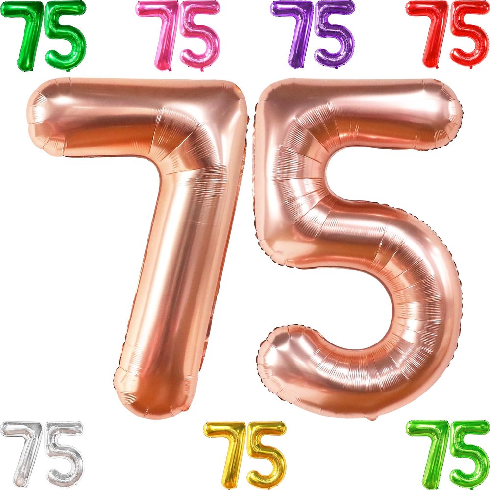 KatchOn Giant Rose Gold 75 Balloon Numbers - 40 Inch | Rose Gold 75th Birthday Balloons, 75th Birthday & Anniversary Decorations