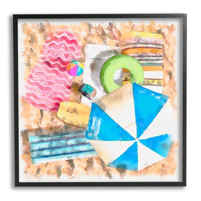 Stupell Industries Tropical Summer Beach Lounge Towel Umbrella Floats, Design by Alonzo Saunders