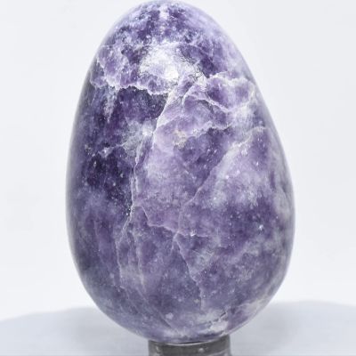 2.4" 165g Purple Lepidolite Egg Polished Natural Lithia Mica Flower Sugilite Gemstone Crystal Mineral Specimen - Brazil + Stand